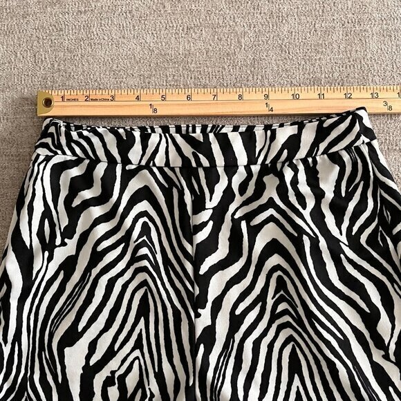 Shein Womens Zebra Print Flare Bell Bottom-Sides Zip Pants Size S‎ (4) Stretch - Picture 4 of 8